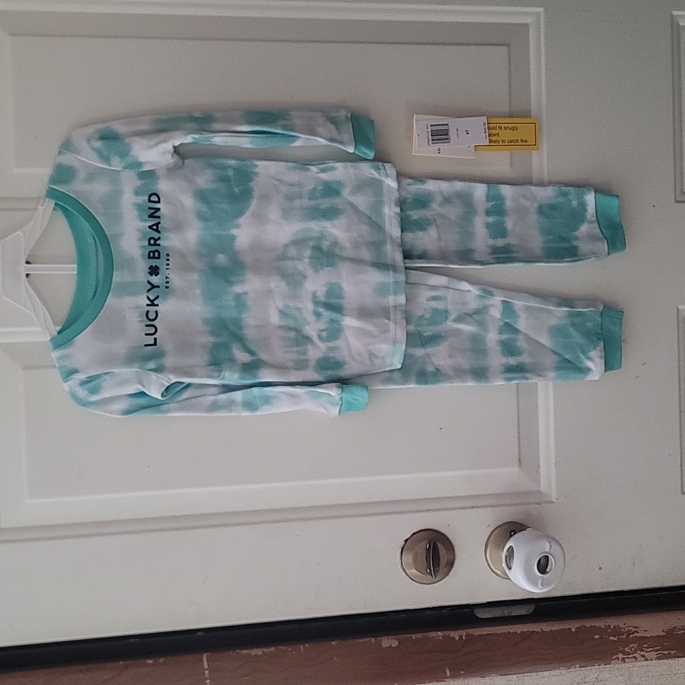 LUCKY BRAND GREEN/WHITE TIE DYE 2 PIECE PJ SET: NWT: SZ 4T